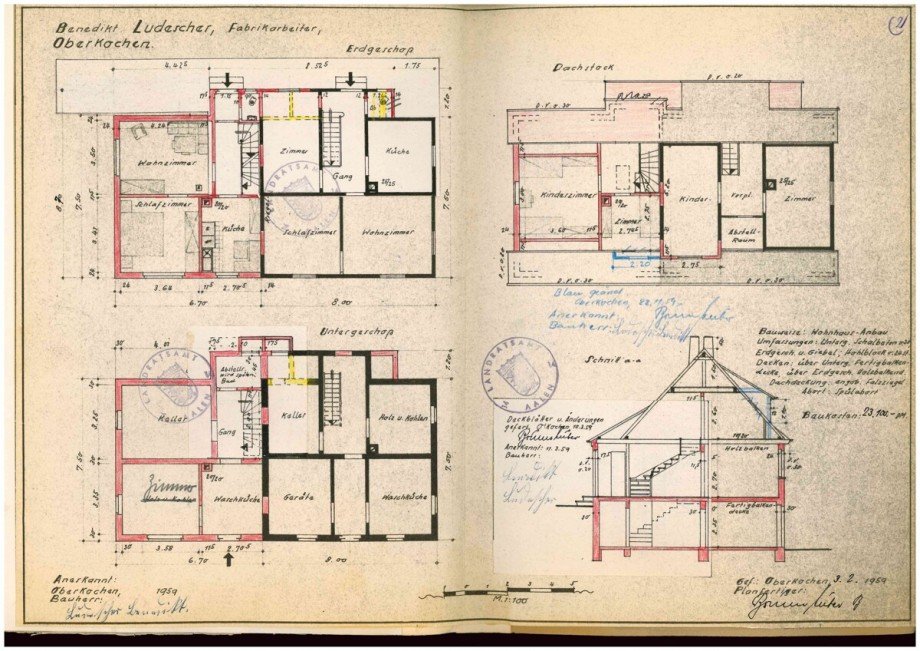 Turmweg 13, Anbau einer Wohneinheit an sein best. Wohnhaus, gen. am 22.04.1959 bzw. 14.12.1959_Seite_2 Doppelhaush�lfte Oberkochen