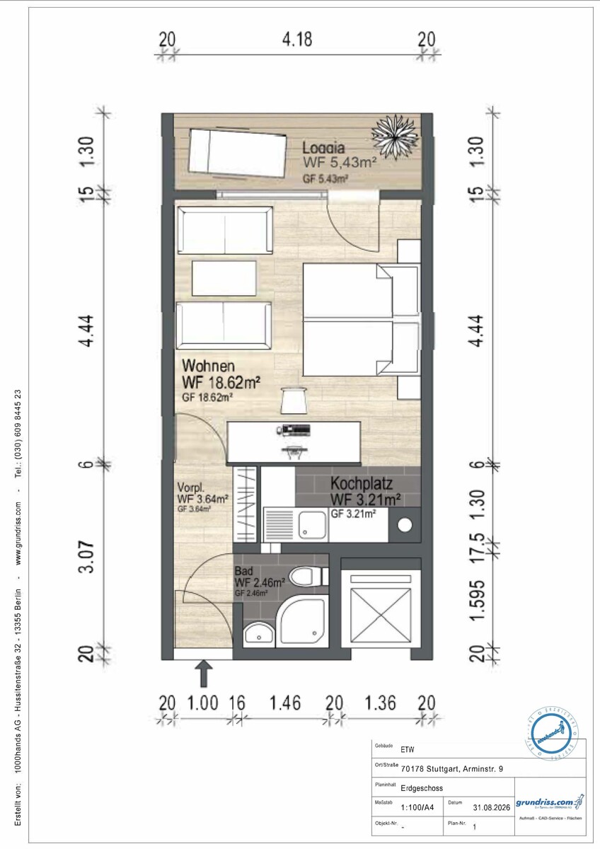 Grundriss WG 2 Erdgeschosswohnung Stuttgart / Stuttgart-S�d