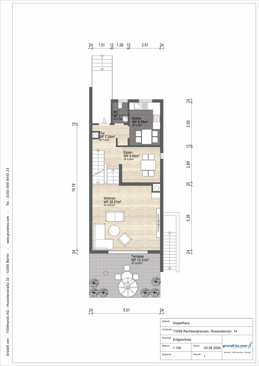 Grundriss EG Reihenendhaus Rechberghausen