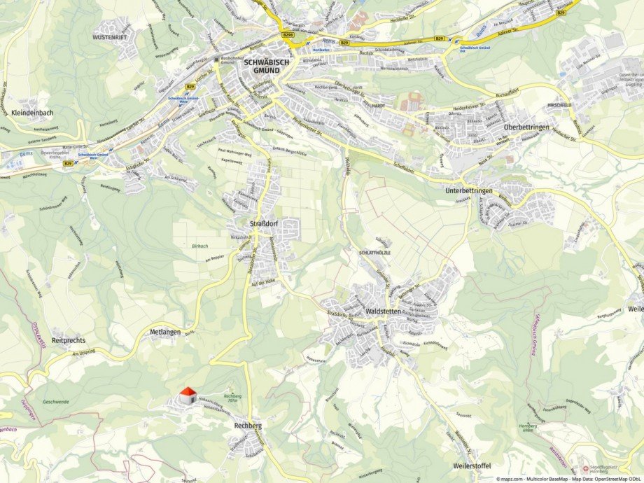 Geolyzer Kartenausschnitt Einfamilienhaus Schw�bisch Gm�nd / Rechberg