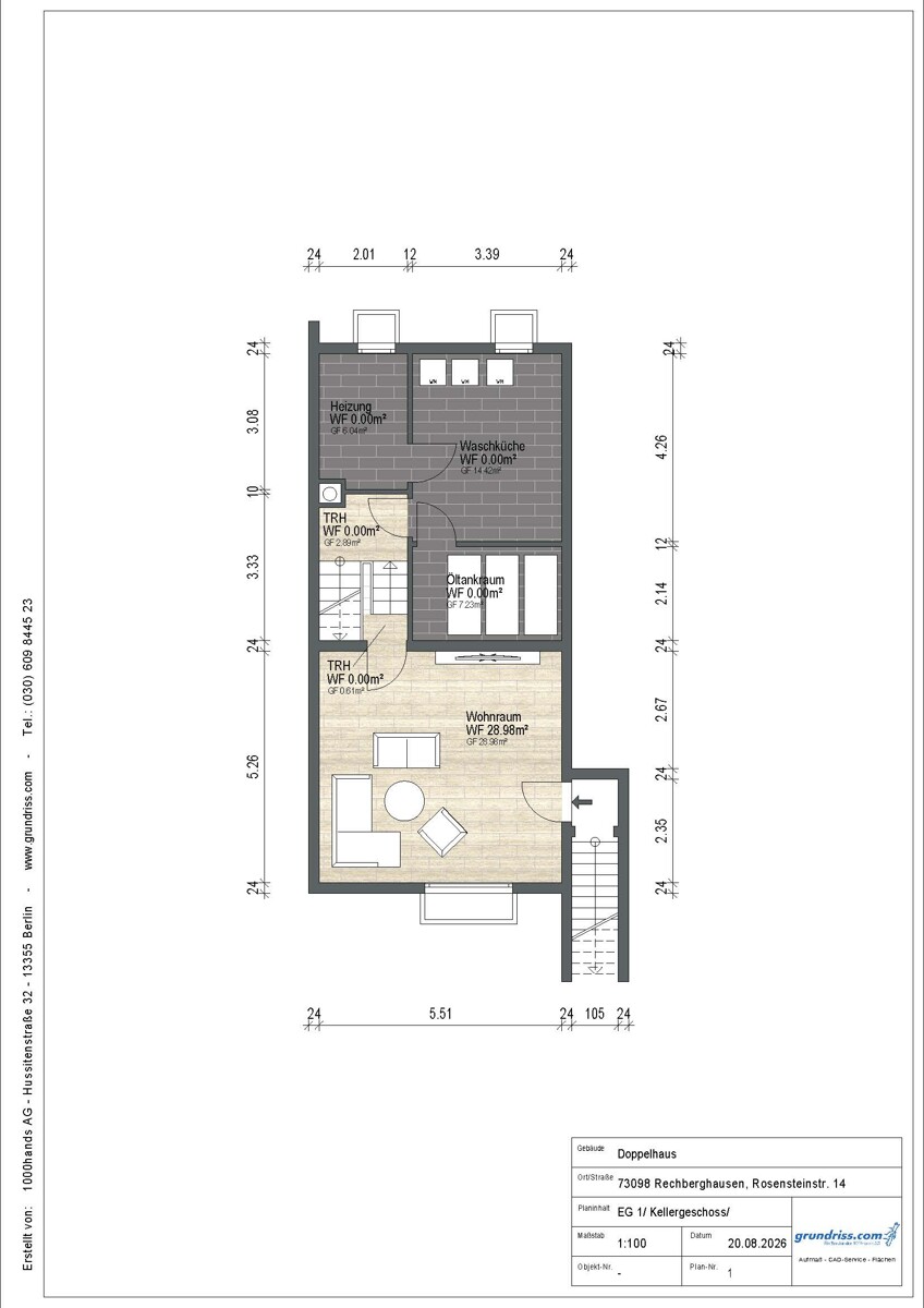 Grundriss KG Reihenendhaus Rechberghausen