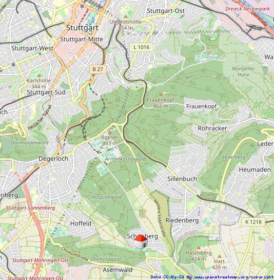 Umgebung Dachgeschosswohnung Stuttgart-Sch�nberg