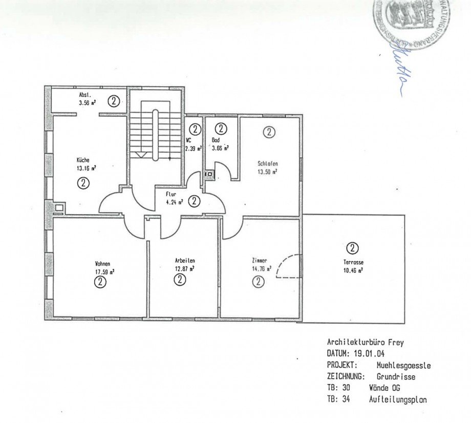 Grundriss_Wohnung_Nr.2_Objekt_1208_ aus Aufteilungspl�ne_Ganzes Haus_00206BB27217210430122116 Etagenwohnung Eislingen/Fils