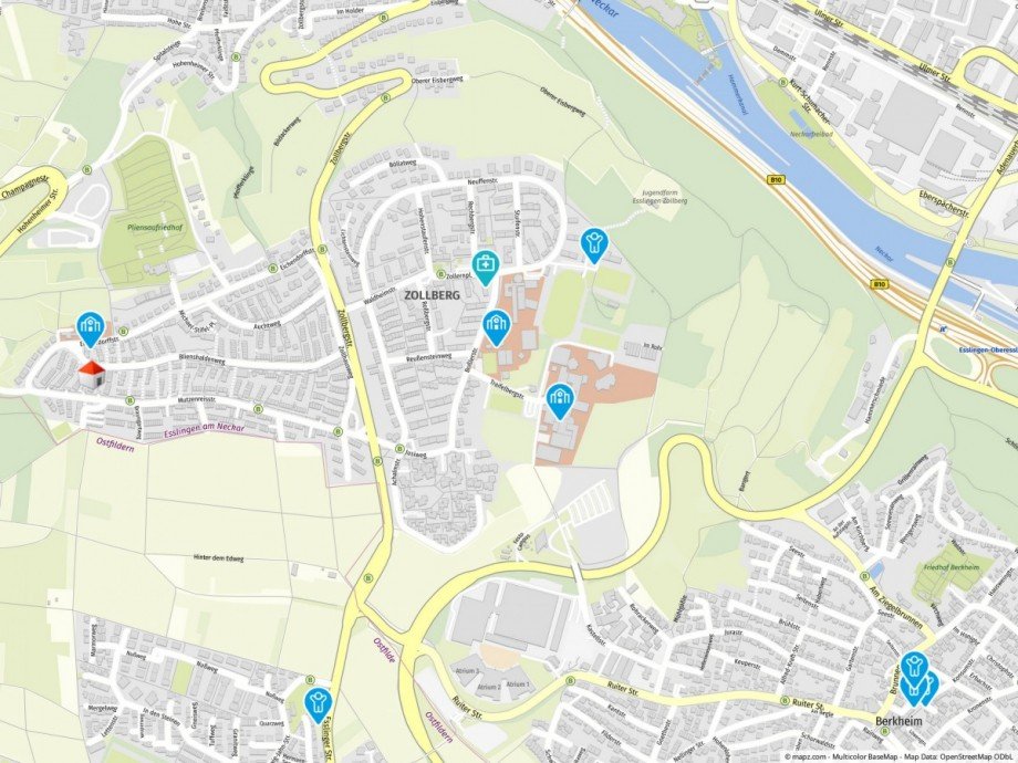 Geolyzer Kartenausschnitt Einfamilienhaus Esslingen-Zollberg