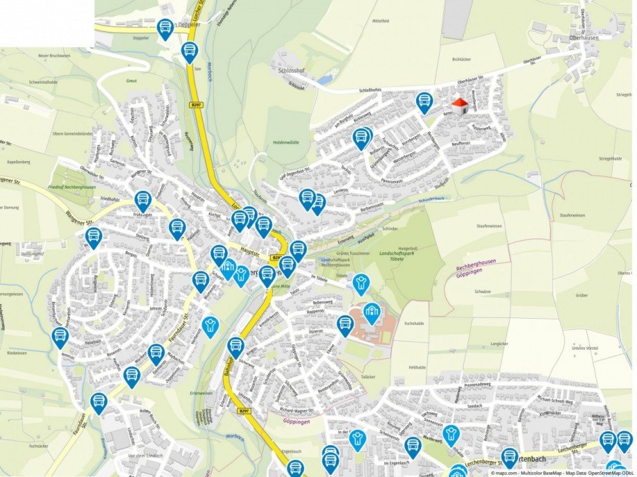 Geolyzer Kartenausschnitt Reihenendhaus Rechberghausen