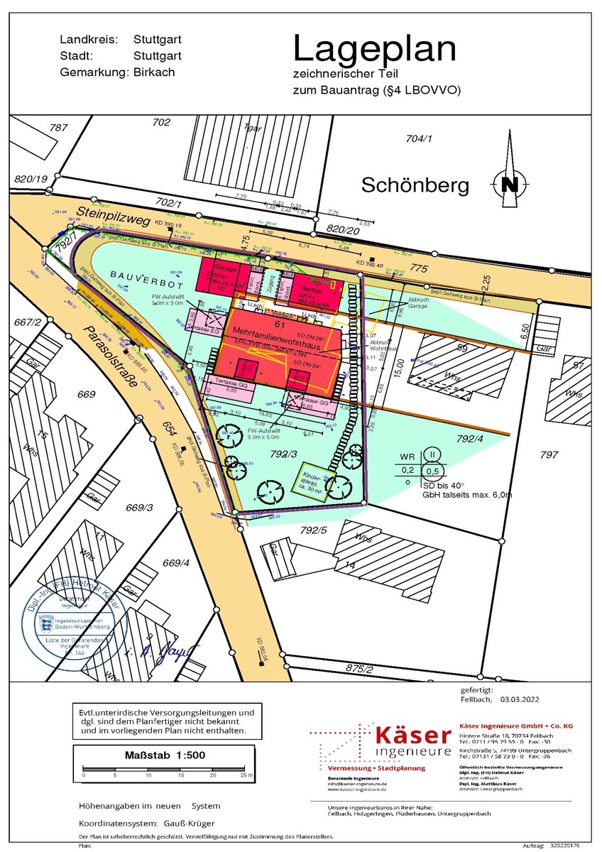 Lageplan Dachgeschosswohnung Stuttgart-Sch�nberg