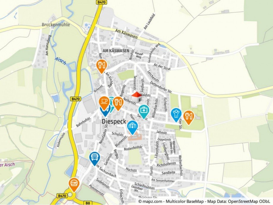 Geolyzer Kartenausschnitt Einfamilienhaus Diespeck