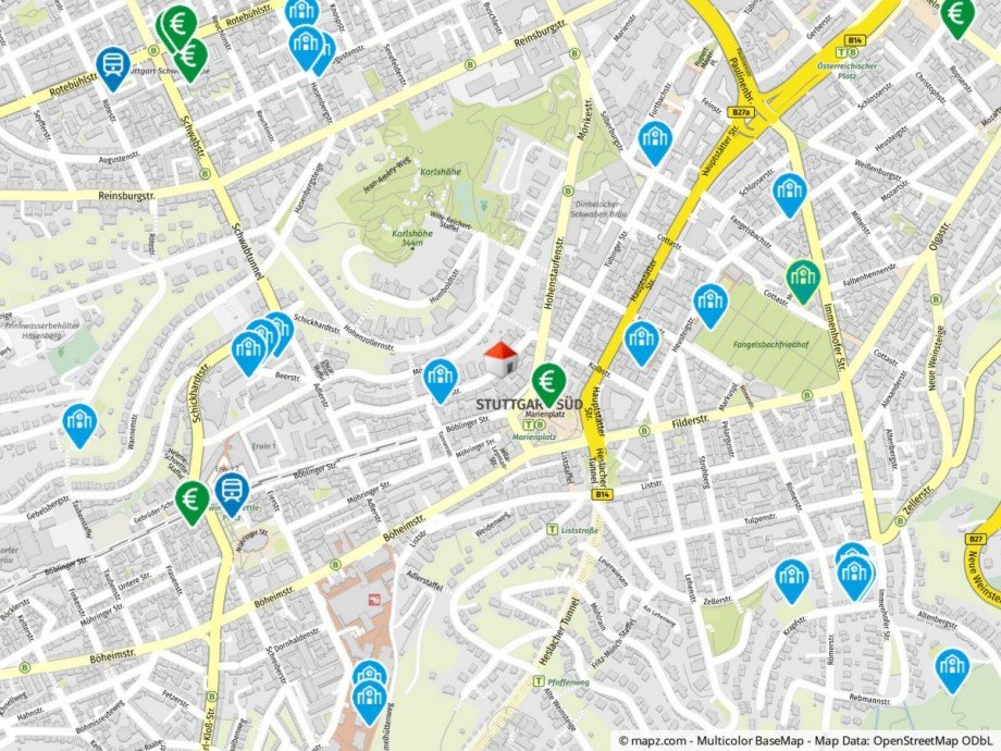 Geolyzer Kartenausschnitt Erdgeschosswohnung Stuttgart / Stuttgart-S�d
