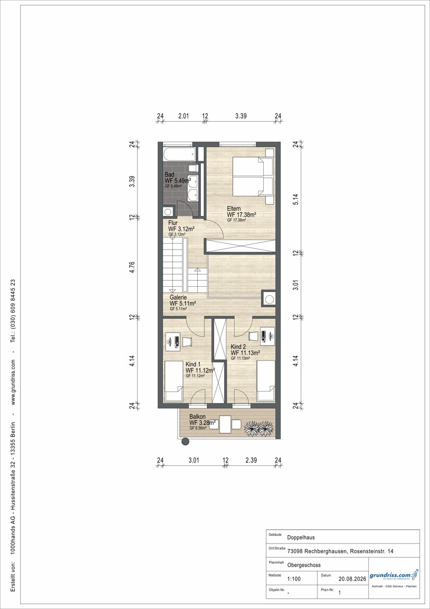 Grundriss OG Reihenendhaus Rechberghausen